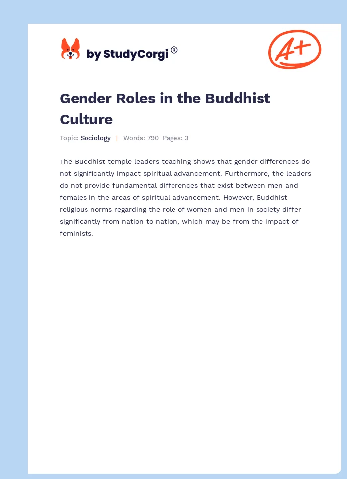Gender Roles in the Buddhist Culture. Page 1