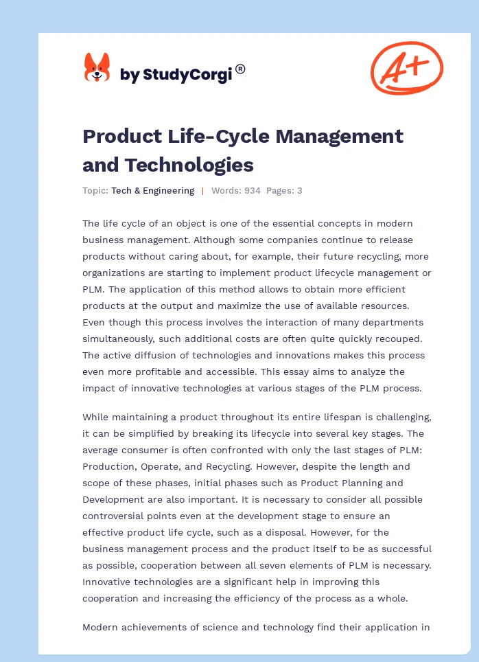 Product Life-Cycle Management and Technologies. Page 1