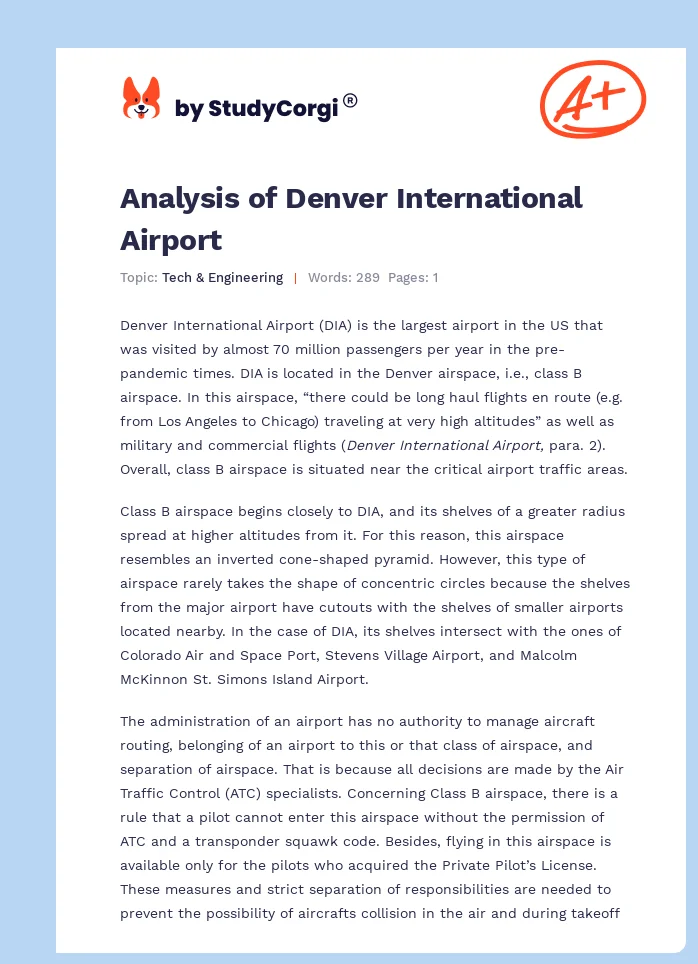 Analysis of Denver International Airport. Page 1