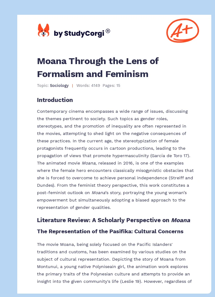 Moana Through the Lens of Formalism and Feminism. Page 1