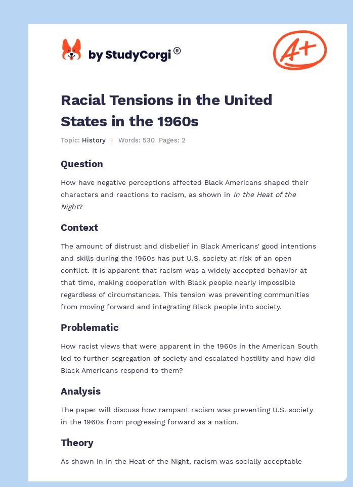 Racial Tensions in the United States in the 1960s. Page 1