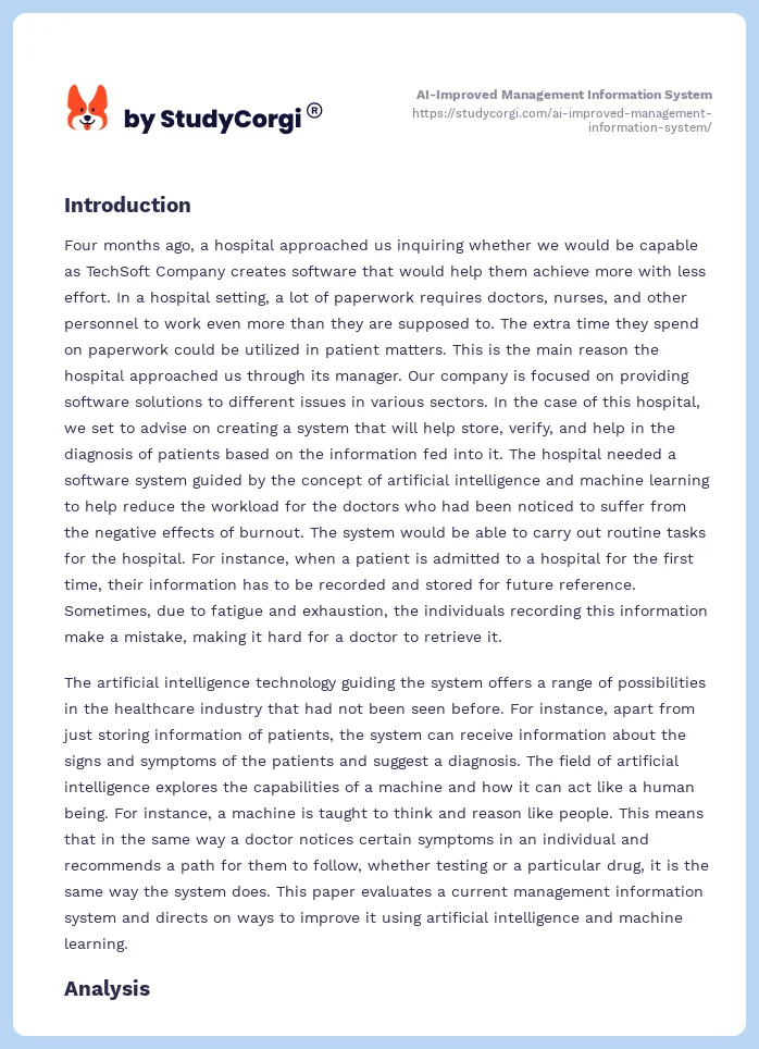 AI-Improved Management Information System. Page 2