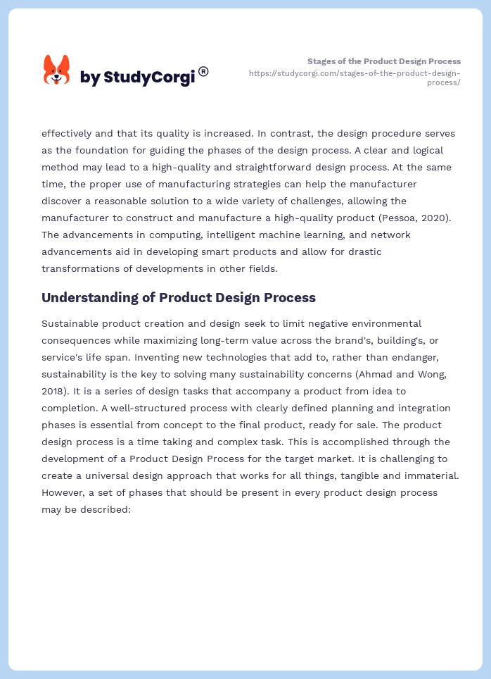 Stages of the Product Design Process. Page 2