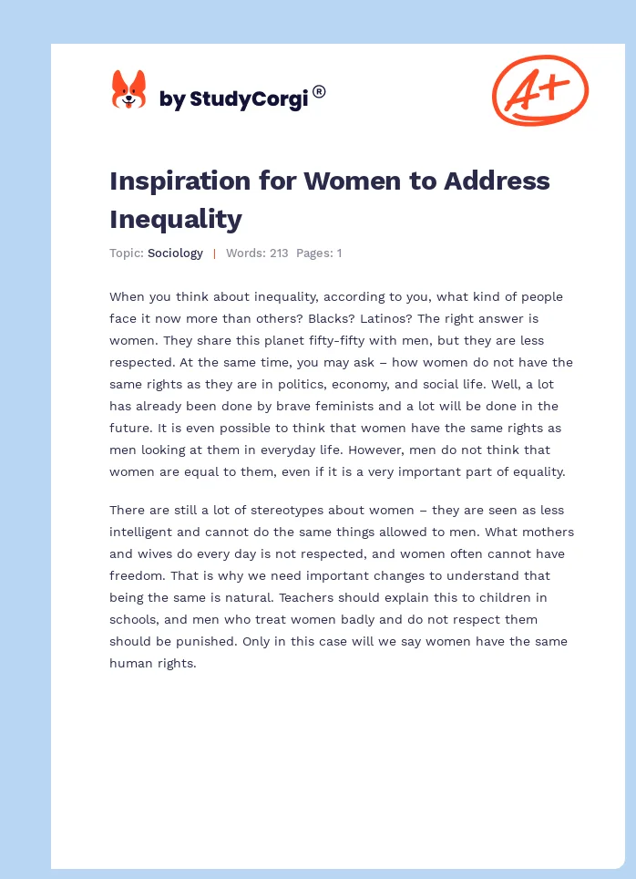 Inspiration for Women to Address Inequality. Page 1
