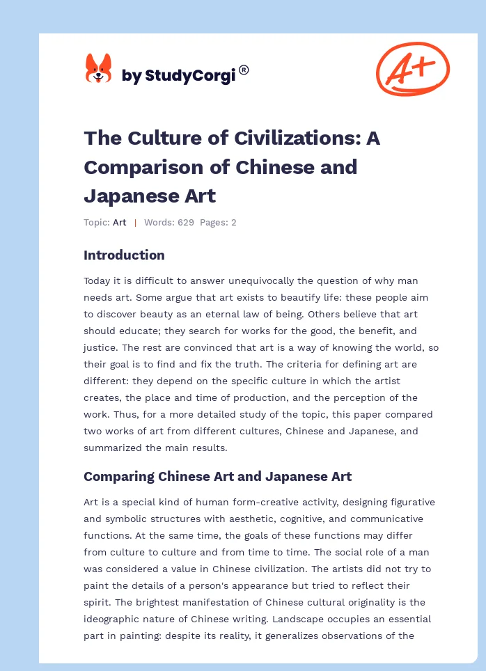 The Culture of Civilizations: A Comparison of Chinese and Japanese Art. Page 1