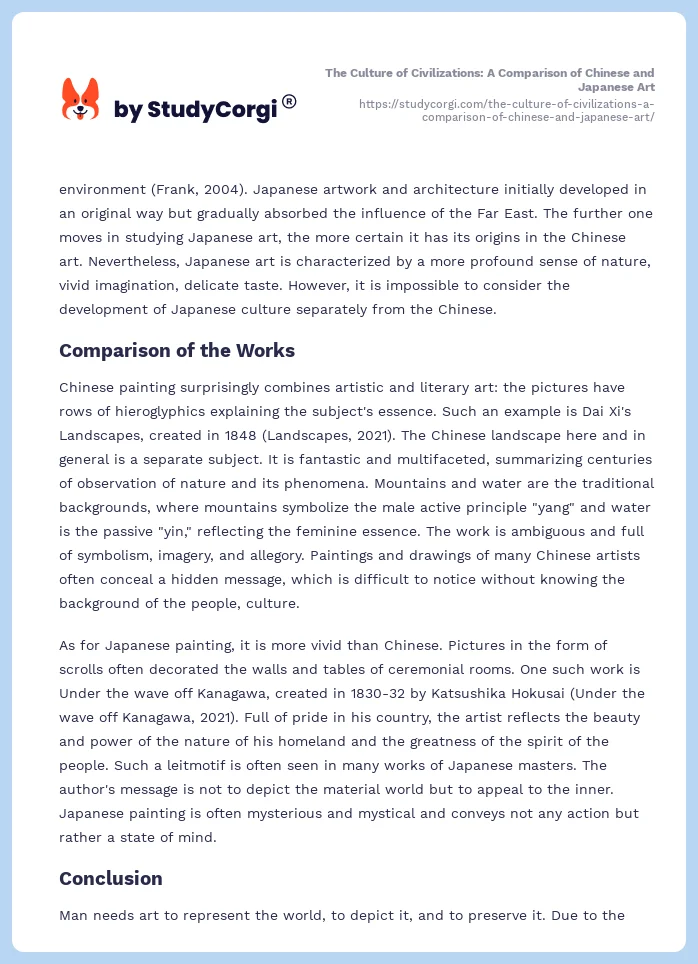 The Culture of Civilizations: A Comparison of Chinese and Japanese Art. Page 2