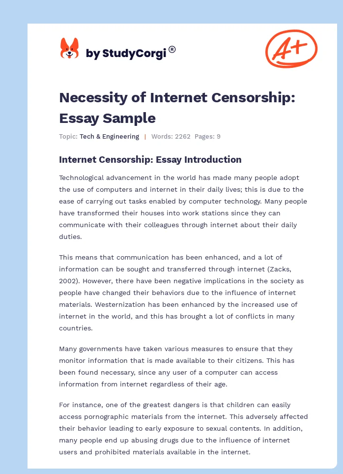 internet censorship essay topics