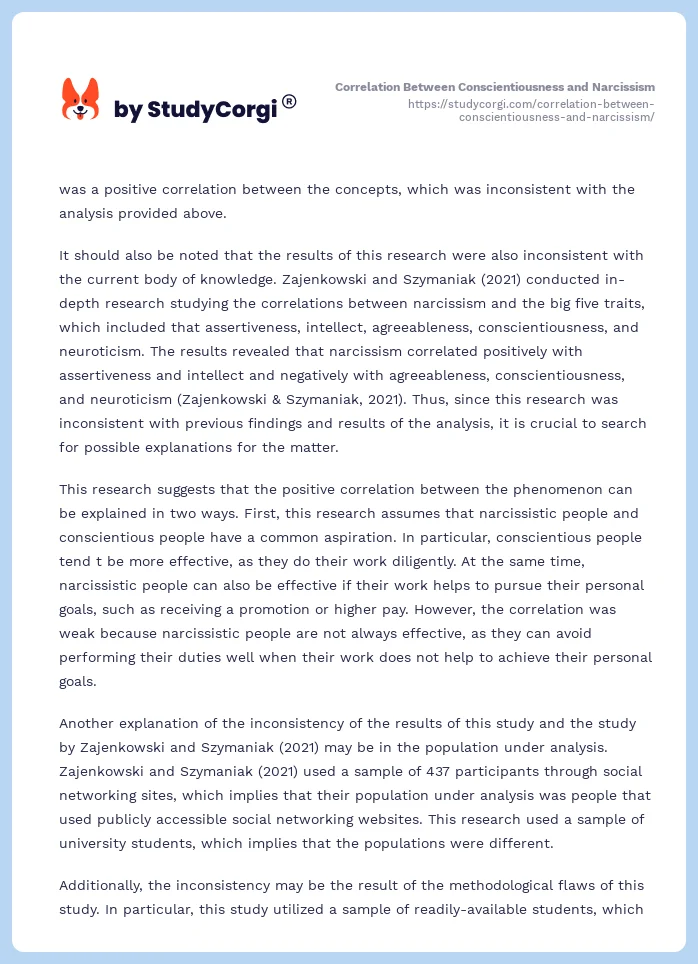Correlation Between Conscientiousness and Narcissism. Page 2