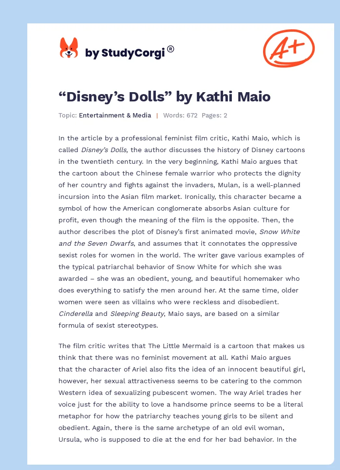 “Disney’s Dolls” by Kathi Maio. Page 1