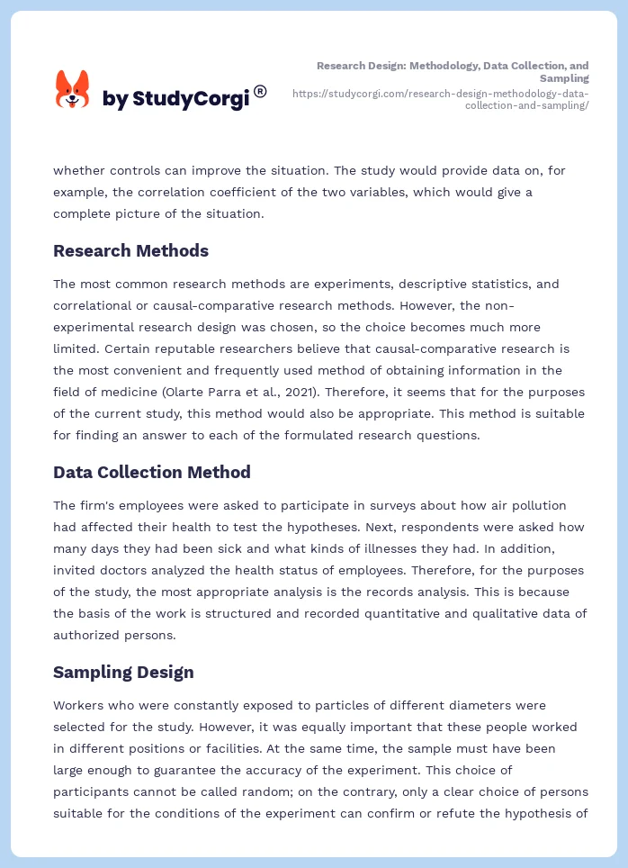 Research Design: Methodology, Data Collection, and Sampling. Page 2
