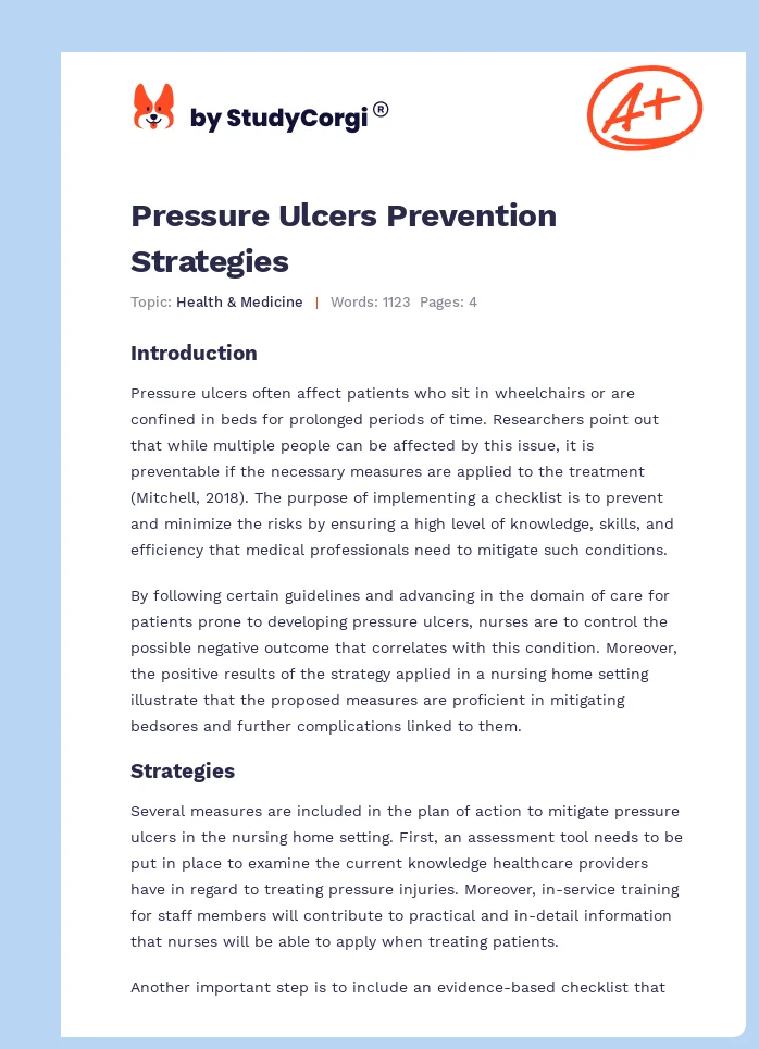 Pressure Ulcers Prevention Strategies. Page 1