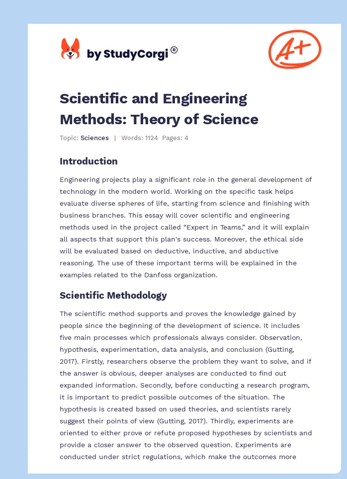 Scientific and Engineering Methods: Theory of Science. Page 1