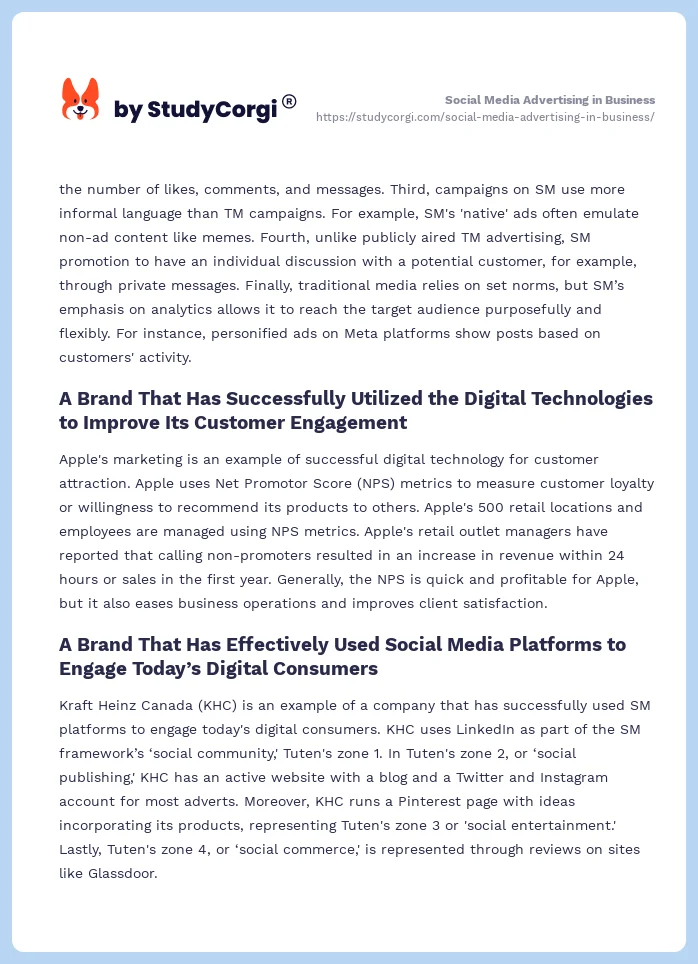 Social Media Advertising in Business. Page 2