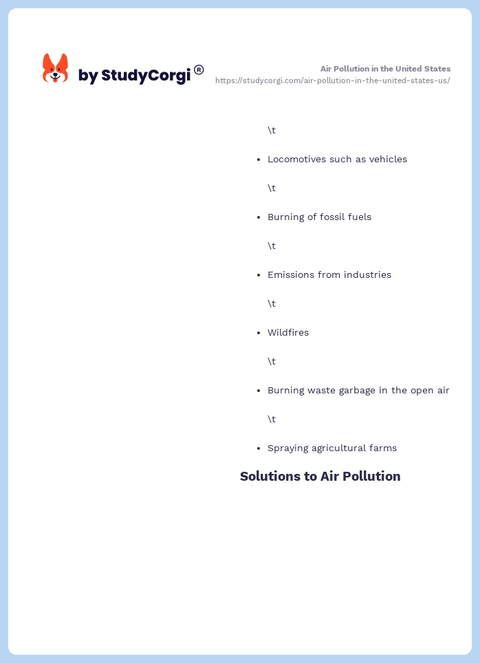 Air Pollution in the United States. Page 2