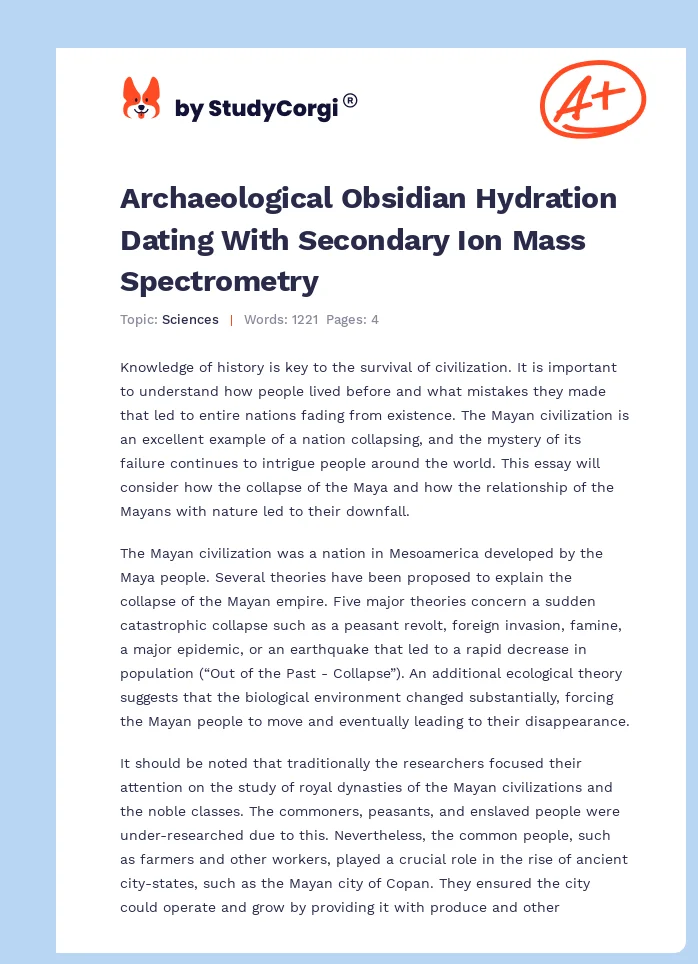 Archaeological Obsidian Hydration Dating With Secondary Ion Mass Spectrometry. Page 1