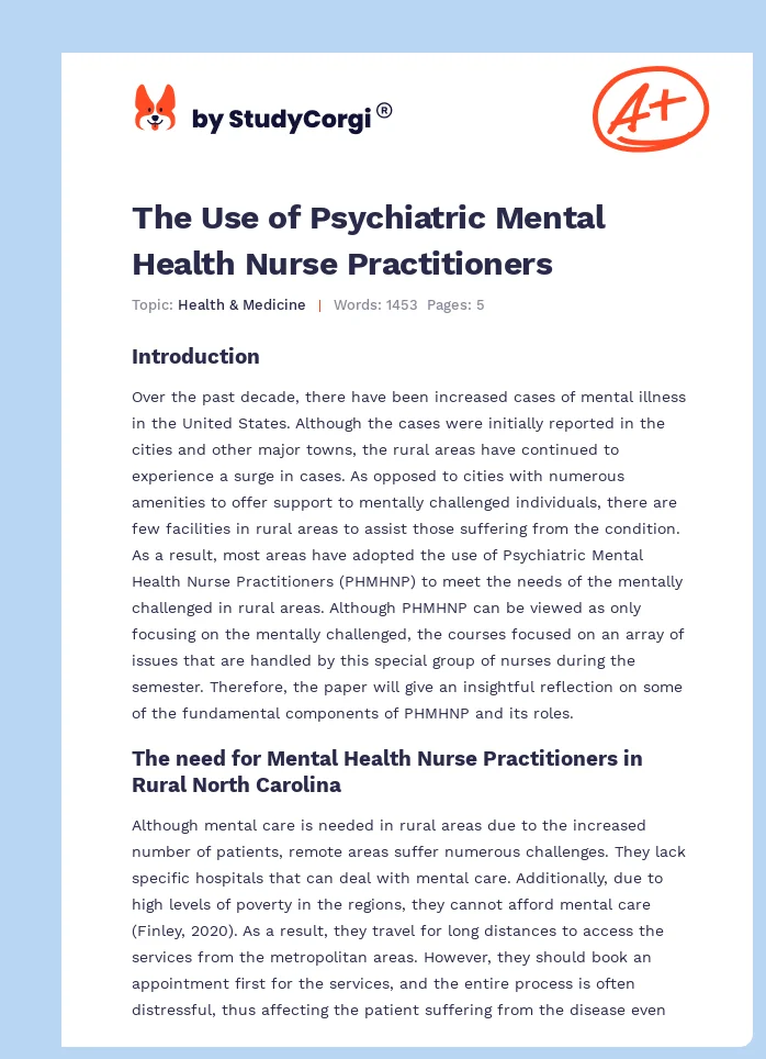 The Use of Psychiatric Mental Health Nurse Practitioners. Page 1