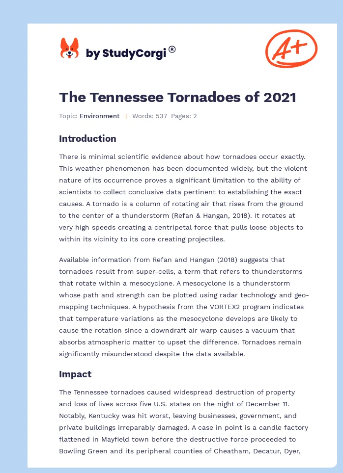 The Tennessee Tornadoes of 2021. Page 1