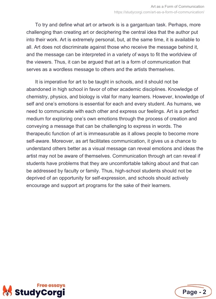 Art as a Form of Communication. Page 2