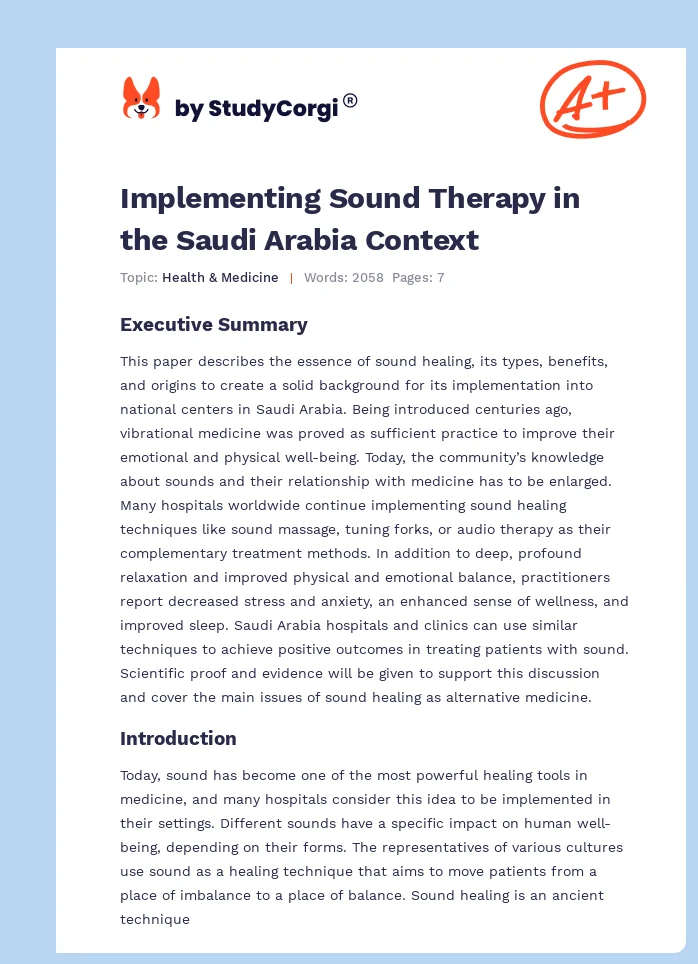 Implementing Sound Therapy in the Saudi Arabia Context. Page 1