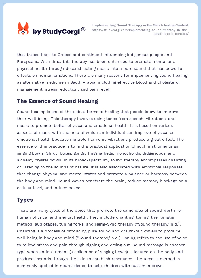 Implementing Sound Therapy in the Saudi Arabia Context. Page 2