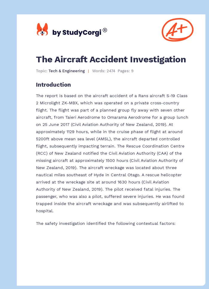 The Aircraft Accident Investigation. Page 1