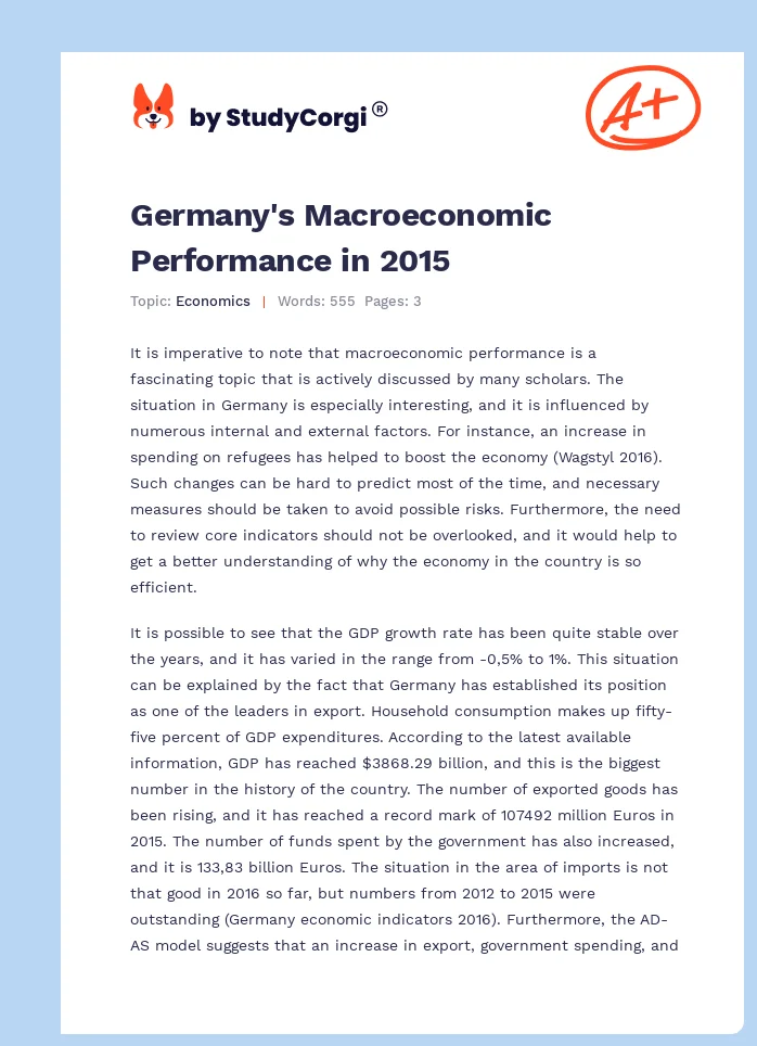 Germany's Macroeconomic Performance in 2015. Page 1