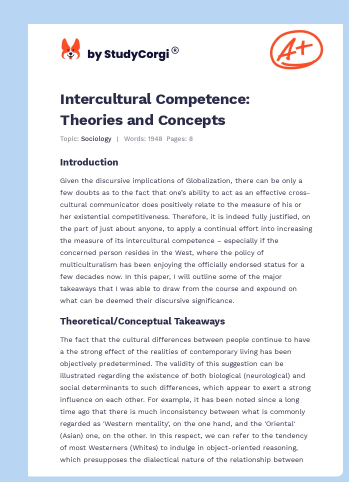 Intercultural Competence: Theories and Concepts. Page 1