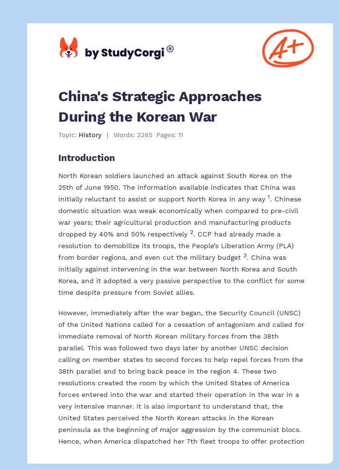 China's Strategic Approaches During the Korean War. Page 1