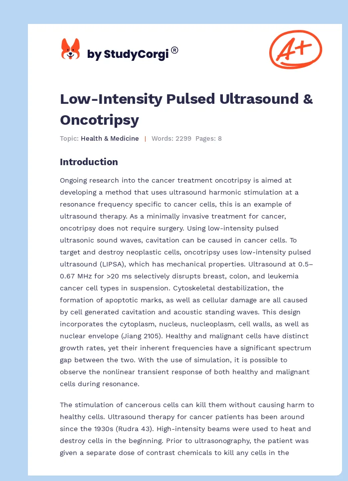 Low-Intensity Pulsed Ultrasound & Oncotripsy. Page 1