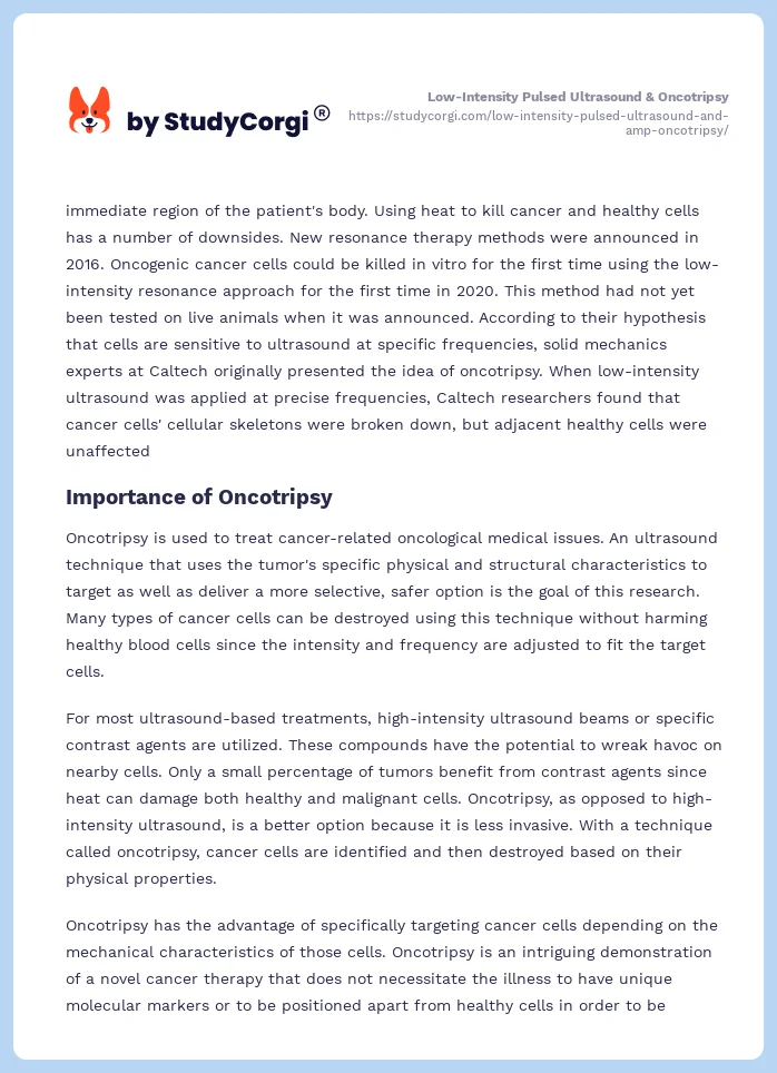 Low-Intensity Pulsed Ultrasound & Oncotripsy. Page 2