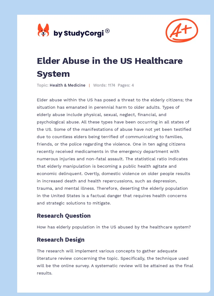 Elder Abuse in the US Healthcare System. Page 1