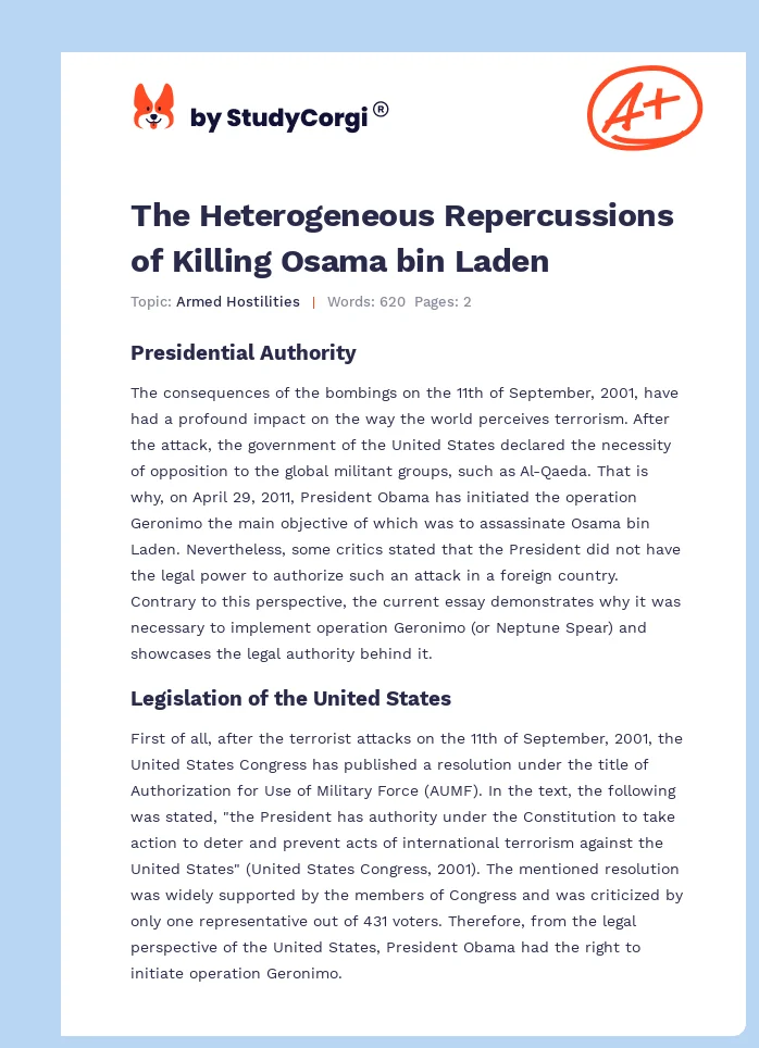 The Heterogeneous Repercussions of Killing Osama bin Laden. Page 1