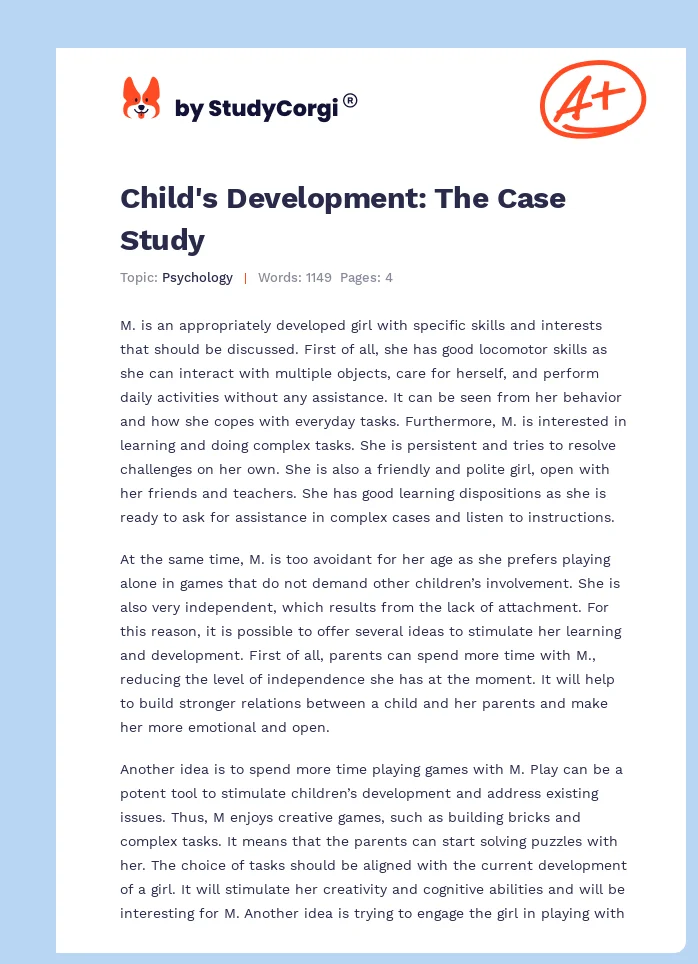 Child's Development: The Case Study. Page 1