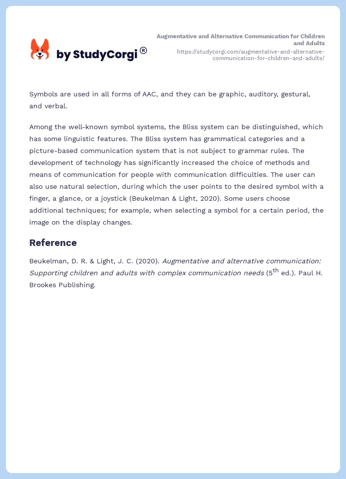 Augmentative and Alternative Communication for Children and Adults. Page 2
