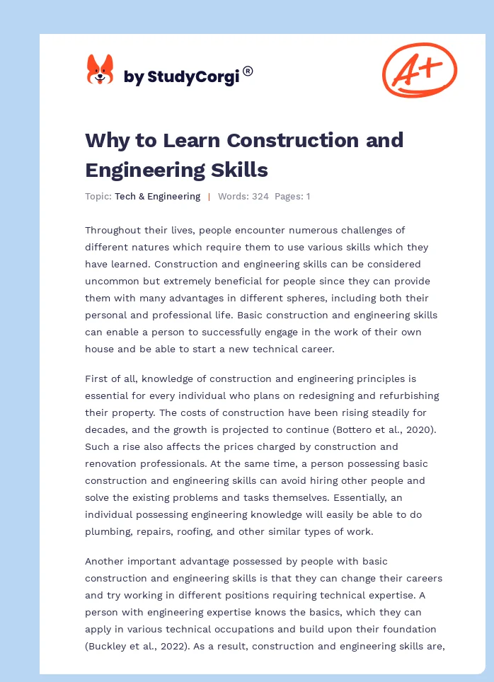 Why to Learn Construction and Engineering Skills. Page 1
