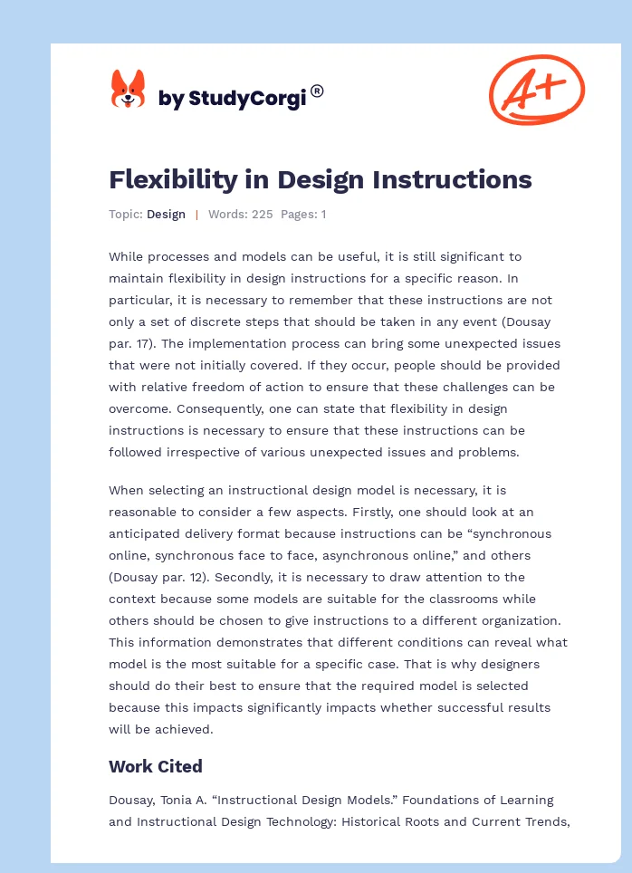 Flexibility in Design Instructions. Page 1