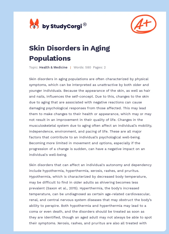Skin Disorders in Aging Populations. Page 1