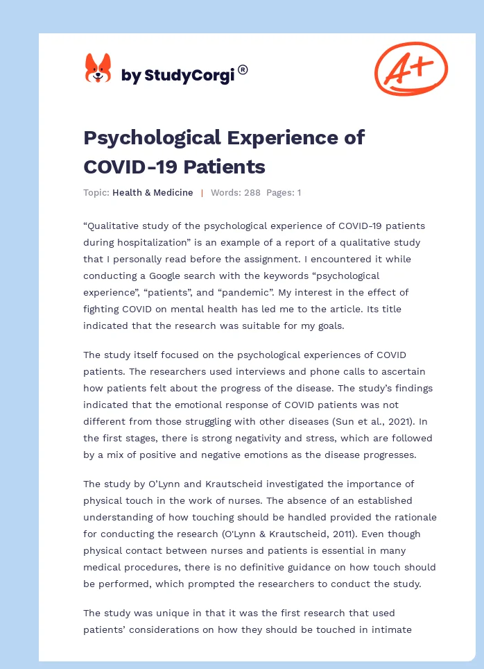 Psychological Experience of COVID-19 Patients. Page 1