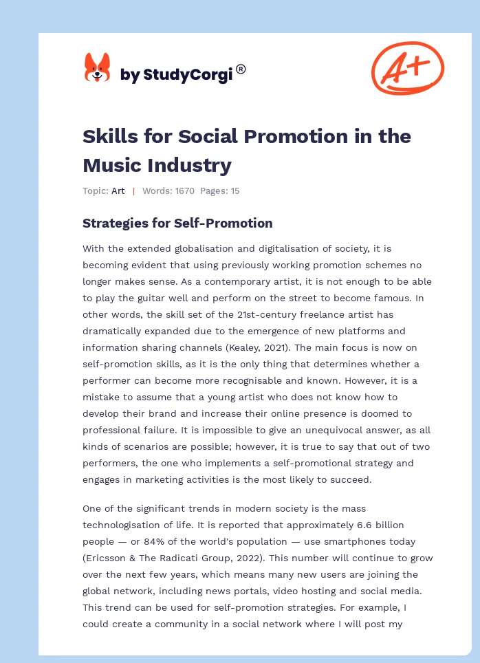 Skills for Social Promotion in the Music Industry. Page 1