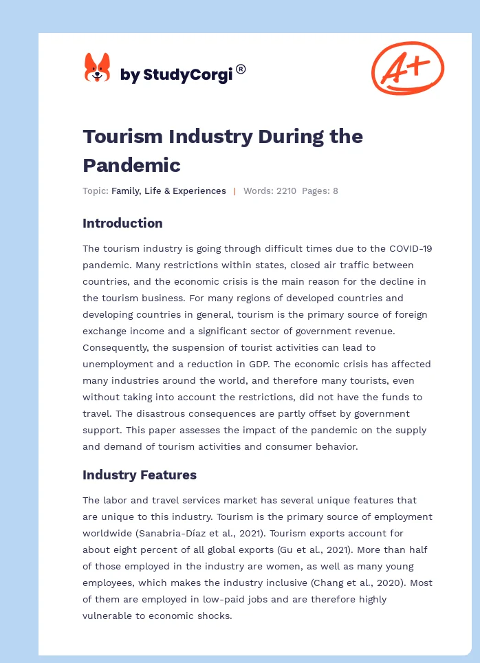 Tourism Industry During the Pandemic. Page 1