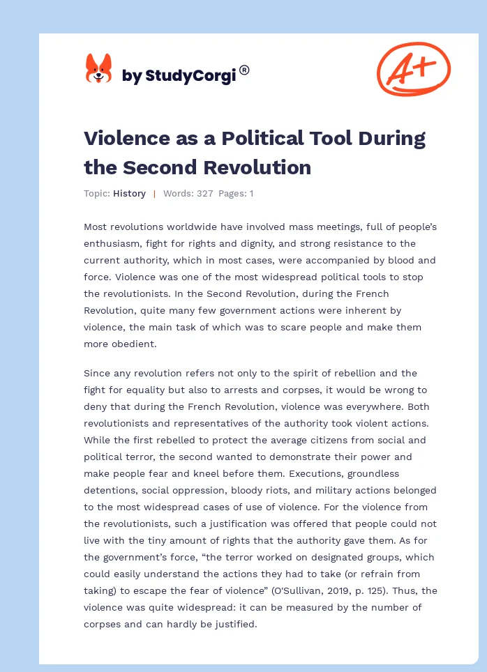 Violence as a Political Tool During the Second Revolution. Page 1