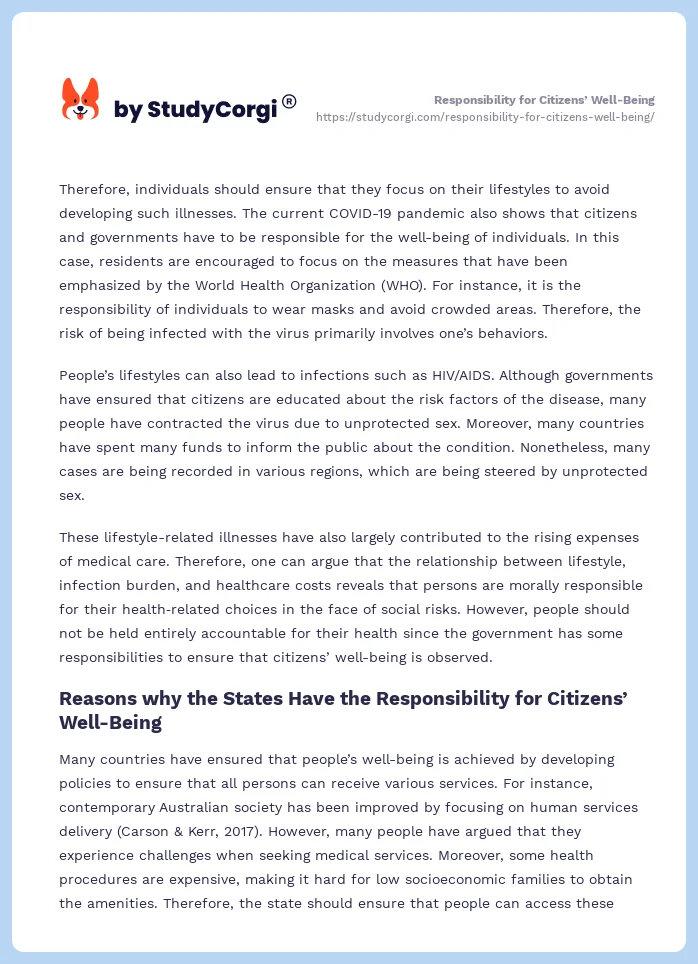 Responsibility for Citizens’ Well-Being. Page 2