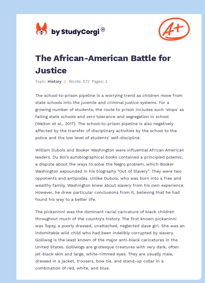 The African-American Battle for Justice. Page 1