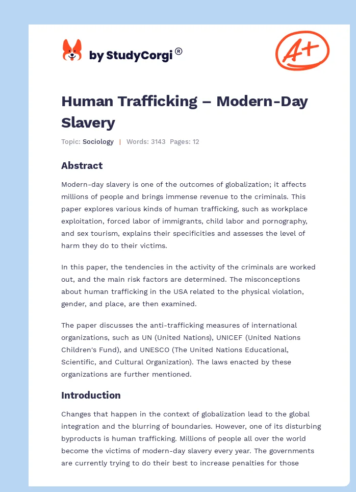 Human Trafficking – Modern-Day Slavery. Page 1