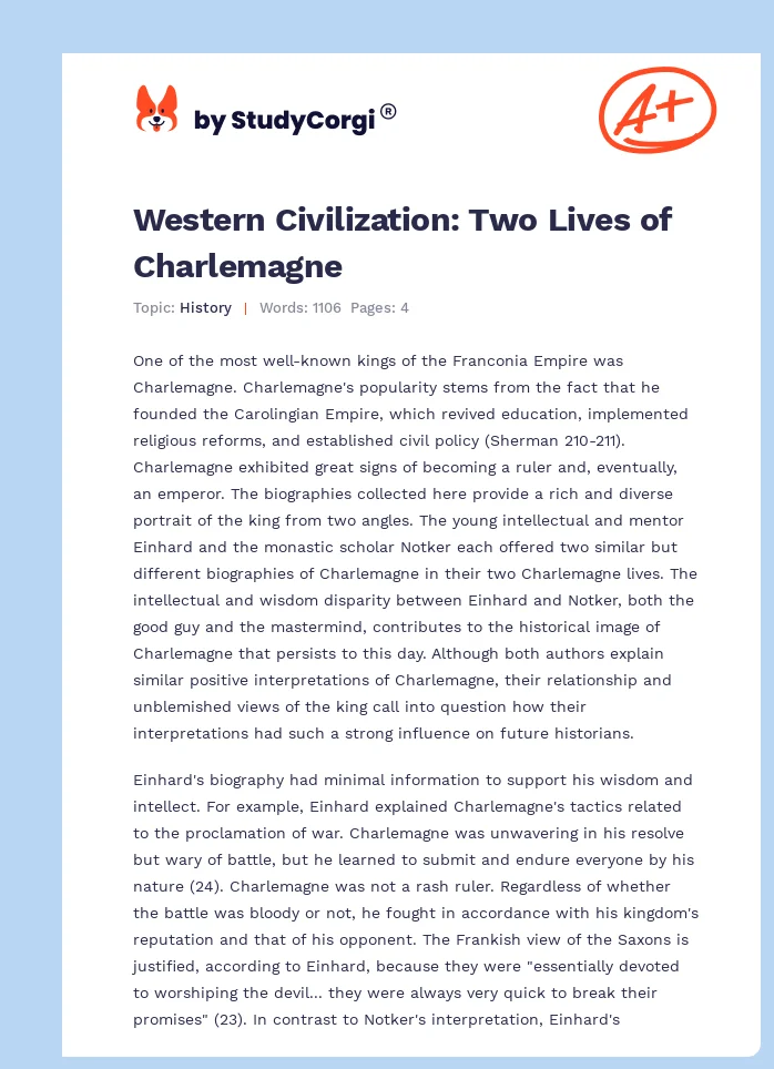 Western Civilization: Two Lives of Charlemagne. Page 1