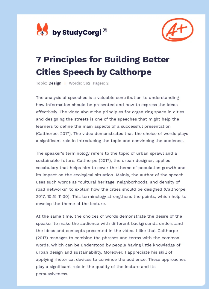 7 Principles for Building Better Cities Speech by Calthorpe. Page 1