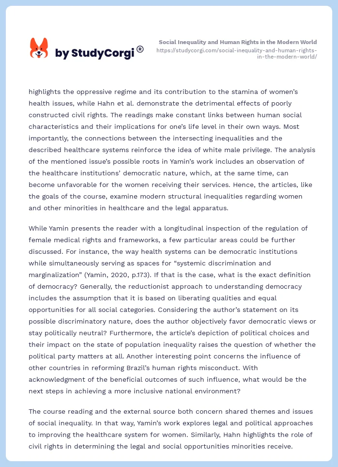Social Inequality and Human Rights in the Modern World. Page 2