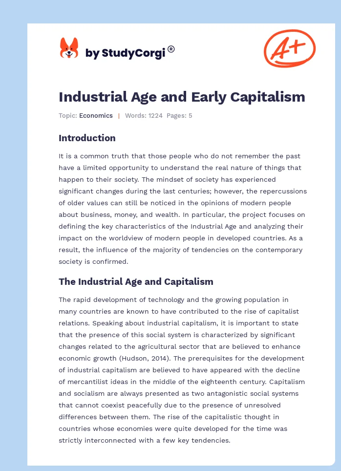 Industrial Age and Early Capitalism. Page 1