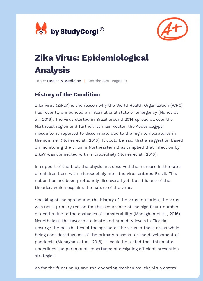 Zika Virus: Epidemiological Analysis. Page 1