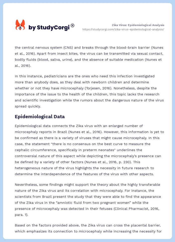 Zika Virus: Epidemiological Analysis. Page 2